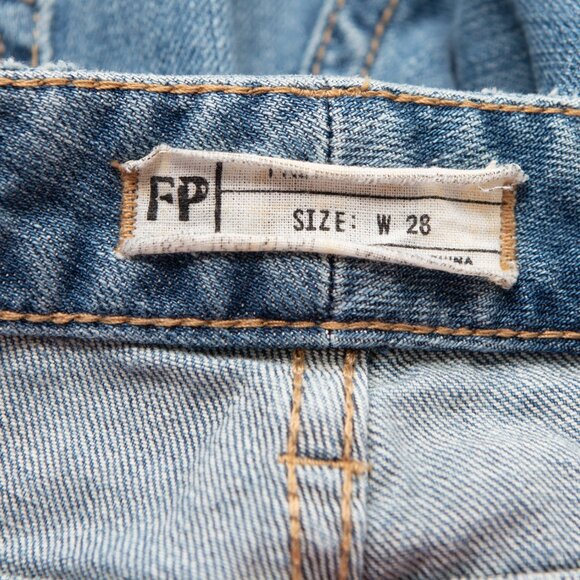 Free People Patched Jean Skinny Mid Rise Denim Patchwork Blue Size 28 - Picture 3 of 6